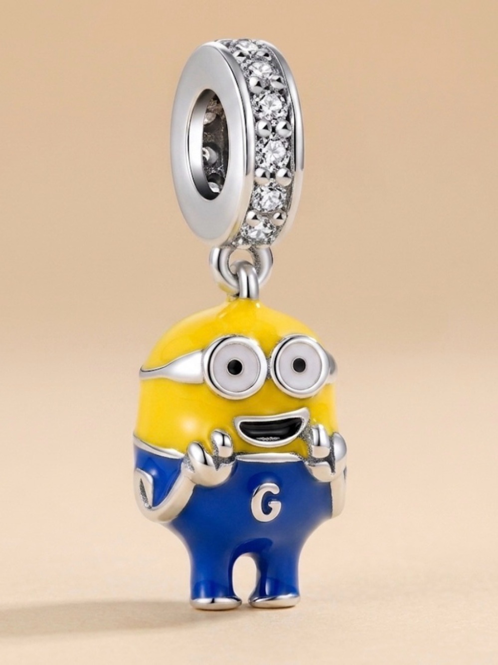Sterling silver Yellow & Blue Minion Charm Pendant for Women Jewelry